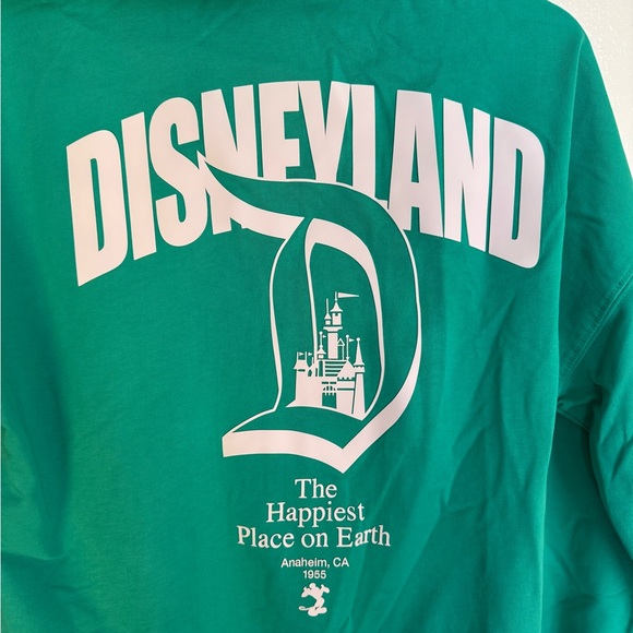 Disneyland Green Disney Zip Up Hoodie Sweater XS Varsity Ribbed Hem Graphic Back - Picture 9 of 11